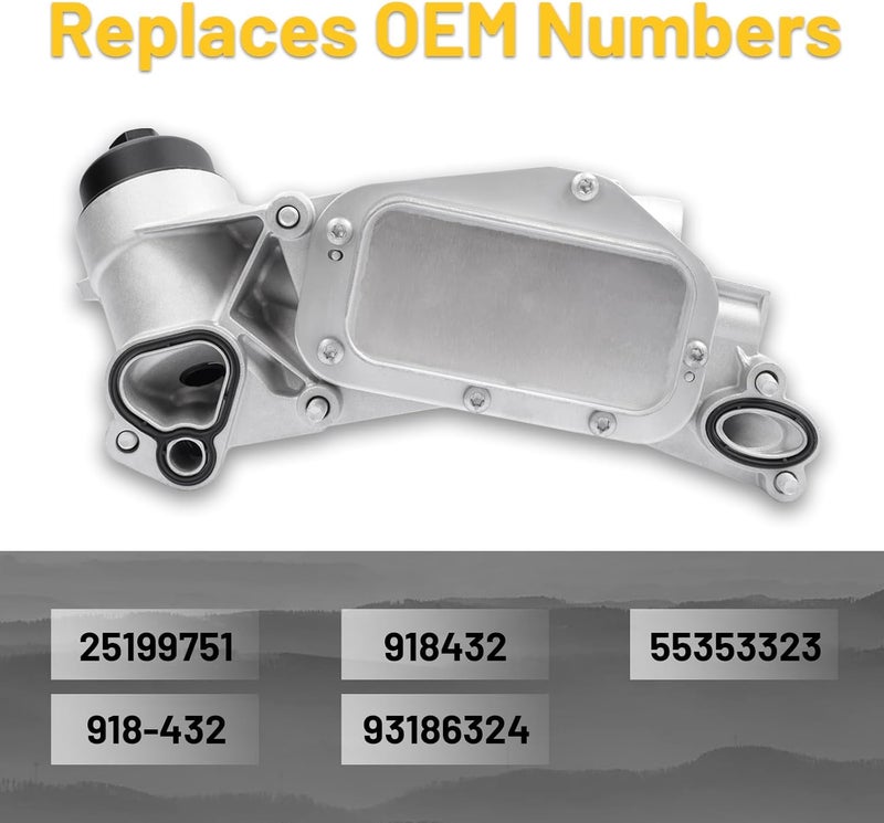 Reeauto 25199751 918-432 Engine Oil Cooler Filter Housing Assembly Adapter with Gasket, Insert, Cap Compatible with 2008-2019 Cruze Sonic Malibu Aveo, Buick Cascada, Pontiac G3, Saturn Astra 1.6L 1.8L - Image 5
